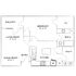 Chic floor plan showcasing a spacious 1-bedroom layout with a private balcony, open living and dining area, modern kitchen, and utility space.