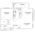 Charming floor plan showcasing 1 bedroom, modern kitchen, cozy living and dining area, and inviting balcony.