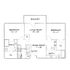 Inviting floor plan showcasing 2 spacious bedrooms, an elegant living room with access to a balcony, a functional kitchen, dining area, and 2 bathrooms for modern living.