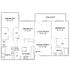 Elegant floor plan showcasing 3 bedrooms, spacious balcony, modern kitchen, and cozy living-dining area.