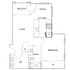 Modern apartment floor plan featuring 1 bedroom, open kitchen and dining area, spacious living room, and a private balcony.
