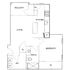 Modern floor plan showcasing a spacious living area, open kitchen, bedroom with ample closet space, and cozy balcony.