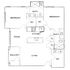 Modern floor plan with 2 bedrooms, open kitchen, and spacious living area leading to a balcony.