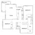 Elegant 3-bedroom apartment floor plan featuring a modern kitchen, spacious living and dining area, two bathrooms, and a private balcony.