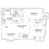 Charming 2D floor plan showcasing 2 spacious bedrooms, open kitchen, cozy living room, and inviting patio balcony.