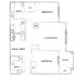 Charming floor plan featuring 2 bedrooms, 2 bathrooms, a cozy living room, and a private patio.