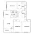 Inviting floor plan showcasing 3 bedrooms, 2 bathrooms, an open kitchen with adjacent dining area, and a spacious living room leading to a private balcony.