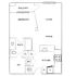 Chic floor plan showcasing a one-bedroom apartment with balcony, open living and dining area, modern kitchen, and a well-designed bath.