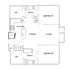 Modern floor plan with 2 bedrooms, spacious living and dining area, balconies, and well-equipped kitchen.
