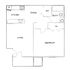 Modern floor plan showcasing an open kitchen, spacious living and dining area, and comfortable bedroom with walk-in closet.