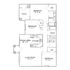 Chic 2D floor plan showcasing 3 bedrooms, a modern kitchen with dining area, spacious living room, and inviting patio.
