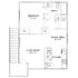 Charming floor plan featuring one bedroom, cozy living room, elegant dining area, modern kitchen, and a well-equipped bath.