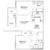 Inviting floor plan featuring 2 spacious bedrooms, a modern kitchen, open-concept living and dining area, 2 bathrooms, and a cozy patio.