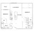 Modern floor plan featuring 2 bedrooms, open kitchen and living room, with dual walk-in closets and baths, complete with a patio.