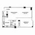 Elegant floor plan showcasing a spacious one-bedroom layout with a generous living room, dining area, and modern kitchen. Features include a full bathroom and ample closet space, ideal for comfortable city living.