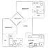 Contemporary floor plan featuring 2 bedrooms, 2 bathrooms, an inviting living room, modern kitchen, and a private balcony.