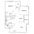 Modern floor plan featuring 2 bedrooms, elegant living and dining areas, and a well-equipped kitchen with a cozy balcony.