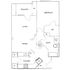 Modern apartment floor plan with 1 bedroom, spacious living and dining area, balcony, and well-equipped kitchen.