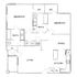 Elegant floor plan showcasing 2 bedrooms, 2 bathrooms, open living and dining area with a modern kitchen, including a spacious balcony.