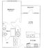 Modern 1-bedroom apartment floor plan with a private balcony, integrated living and kitchen area, and spacious bathroom.