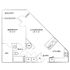 Sophisticated floor plan featuring a spacious living and dining area, cozy bedroom, modern kitchen, and private balcony.