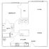 Inviting floor plan showcasing a spacious living and dining area, a modern kitchen, one bedroom with walk-in closet, and a well-appointed bathroom.