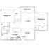Elegant floor plan showcasing 2 bedrooms, spacious living and dining area, and modern kitchen with balcony access.