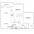 Chic apartment floor plan featuring 2 bedrooms, a spacious living-dining area, modern kitchen, bath, and a balcony for outdoor enjoyment.