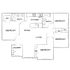 Elegant 2D floor plan showcasing 3 bedrooms, a modern kitchen, and a spacious living-dining area, ideal for contemporary living.