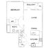 Modern floor plan featuring a spacious 1-bedroom layout with a walk-in closet, open-concept living and dining area, and a private balcony.