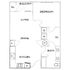 Elegant 1-bedroom apartment floor plan featuring an open living and dining area, modern kitchen, and a private balcony.