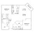 Inviting floor plan featuring 2 bedrooms, elegant dining area, modern kitchen, spacious living room, and a charming balcony.