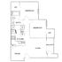 Elegant apartment floor plan with two bedrooms, spacious living area, modern kitchen, and private balcony.