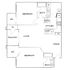 Elegant floor plan featuring two bedrooms with walk-in closets, modern kitchen, open living area with balcony, and two luxurious bathrooms.