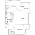 Modern floor plan showcasing 2 bedrooms, 2 bathrooms, open living and dining areas, a kitchen, and a private balcony with storage.