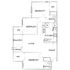 Contemporary floor plan showcasing 3 bedrooms, expansive living area, open kitchen, dining space, and two baths, complete with a balcony and storage.