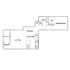 Modern floor plan showcasing a spacious 1-bedroom layout with a convenient walk-in closet, open-concept living and dining area, and a private balcony.