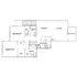 Elegant floor plan showcasing 2 bedrooms, 2 bathrooms, open living and dining area, modern kitchen, and private balcony.