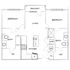 Elegant floor plan showcasing 2 bedrooms, 2 baths, a modern kitchen, and a spacious living area with balcony access.