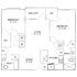 Inviting floor plan with two spacious bedrooms, expansive living room, modern kitchen, and cozy balcony.