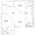 Inviting floor plan with 2 spacious bedrooms, expansive living room, balcony access, modern kitchen, and 2 chic bathrooms.