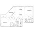 Modern 2-bedroom floor plan with open-concept living and dining area, stylish kitchen, two bathrooms, and a balcony, perfect for comfortable living.