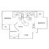 Modern floor plan featuring 2 bedrooms, 2 baths, open living and dining area, kitchen, and balcony with walk-in closets.