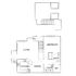 Modern apartment floor plan showcasing a spacious layout with 1 bedroom, open-concept living and dining area, and a well-equipped kitchen.