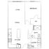 Contemporary 2D floor plan highlighting a spacious living and dining area, a sleek kitchen, one bedroom with walk-in closet, and a convenient bath and laundry space.