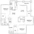 Inviting floor plan showcasing 3 spacious bedrooms, a modern kitchen, open living and dining areas, plus a private balcony.