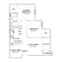 Elegant floor plan showcasing a master bedroom with WIC, additional bedroom, open living area, and a modern kitchen adjacent to the dining area. Includes a balcony and convenient storage space.