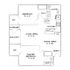 Elegant floor plan showcasing 2 bedrooms, spacious living and dining areas, private balcony, and modern kitchen.
