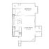 Inviting floor plan showcasing a spacious 1-bedroom layout with a large living room, modern kitchen, and cozy balcony.
