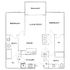 Inviting floor plan showcasing 2 bedrooms, 2 baths, an open living room with balcony access, and a modern kitchen with dining area.